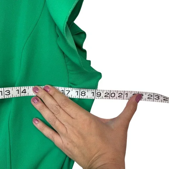 Tommy Hilfiger Green Jumpsuit Women's Ruffle Sleeve V Neck Belted Size 12 - Picture 14 of 16
